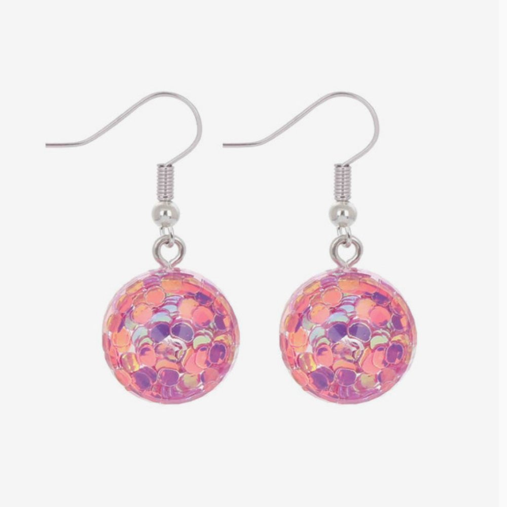 EarFleek Pink/Purple Confetti Bauble Dangle Earrings